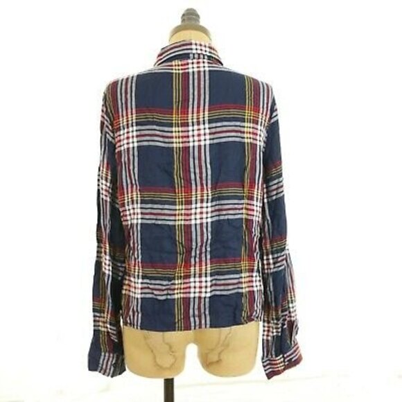 Ultra Flirt Nordstrom Top Size S Button Down Pocket Plaid Red Blue Multi EUC A3 - Picture 3 of 5